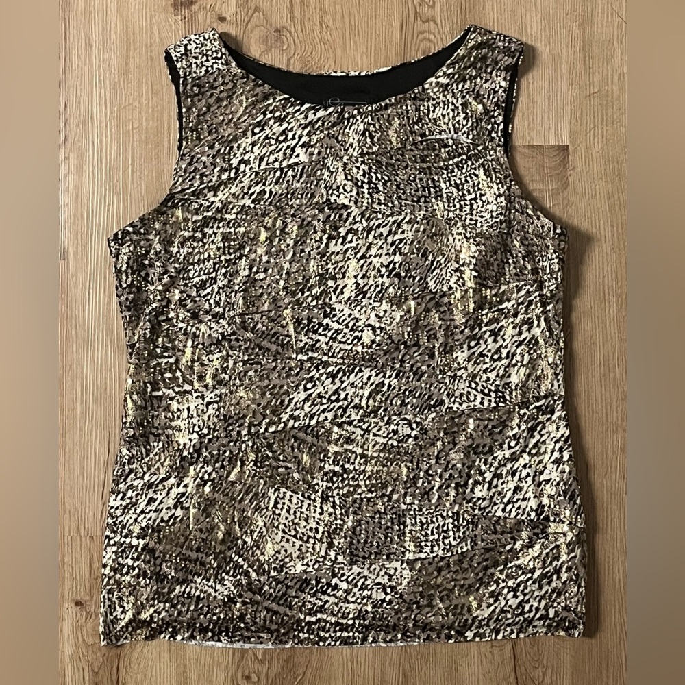 NWT Dressbarn Collection Sleeveless Tank Top Layered Gold Sequins Women’s XL